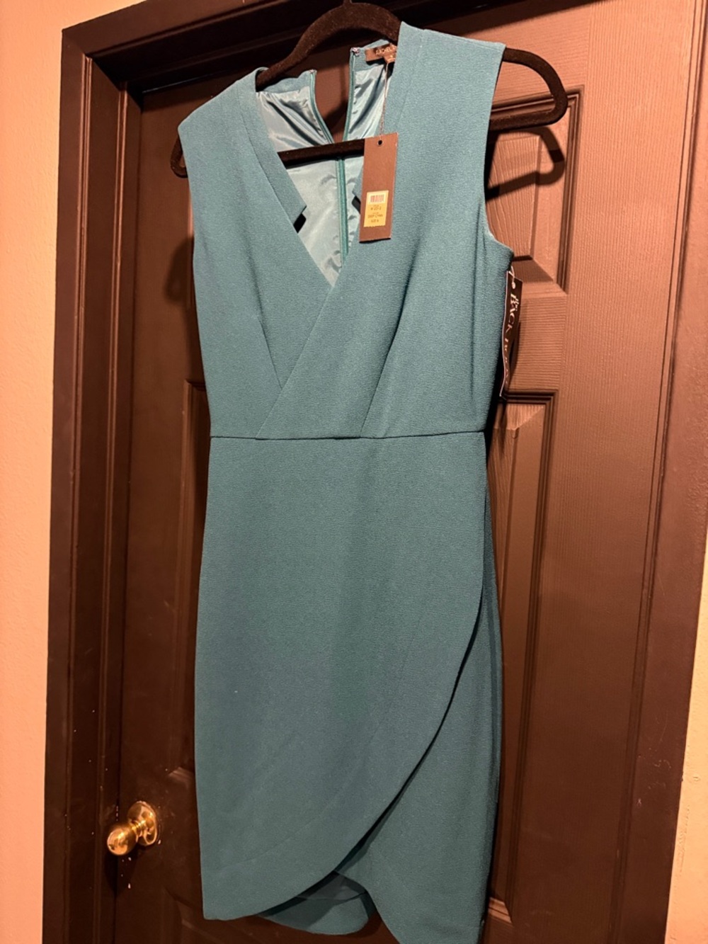 Rachel Zoe Sleeveless Teal Wrap-Front Womens Dress